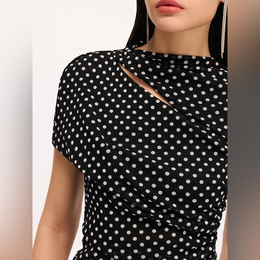 Black Polka Dot Cutout Sheath Dress